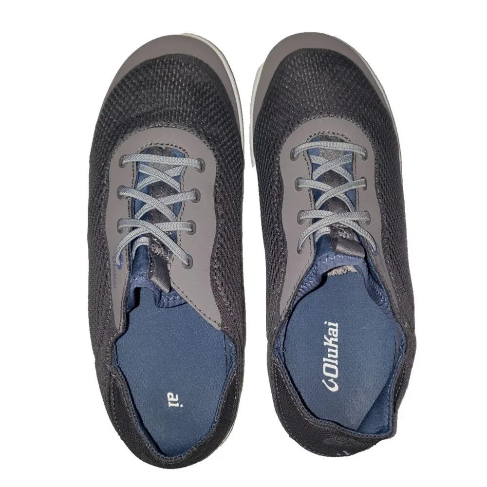 Olukai Moku Pae Mesh Gray Slip On Comfort Shoes Sneakers Men's Size 9.5
